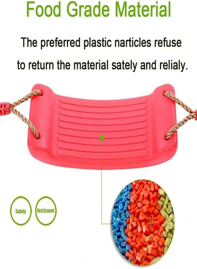 CHARMING TREASURES Kids Indoor Outdoor Plastic Swing Seat with Hight Adjustable Rope Strong Tree Swing for Playground Backyard Holds 120Kg for 3-12 Years Kids Children (Red) - Image 2